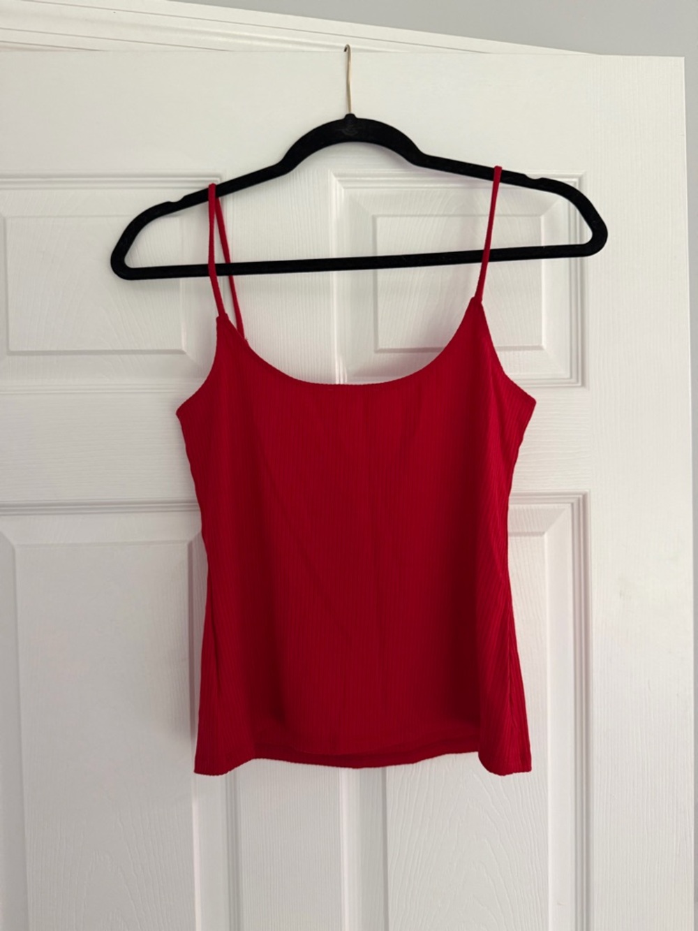 Reformation Bright Red Ribbed Spaghetti-Strap Cami - Picture 3 of 3